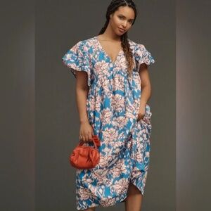 NWOT Maeve printed flutter-sleeve babydoll dress